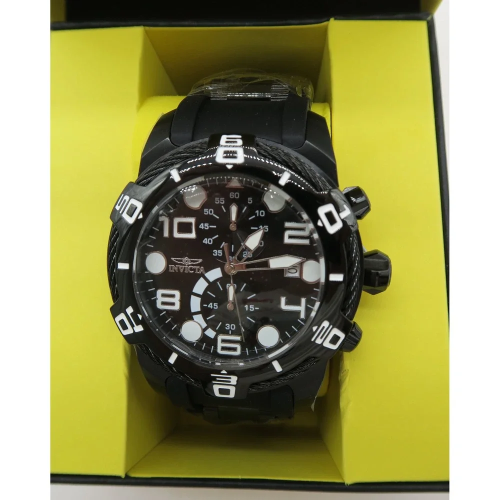 Invicta Bolt Tensile Mens Watch 50mm Black Chronograph Silicone Strap 234823